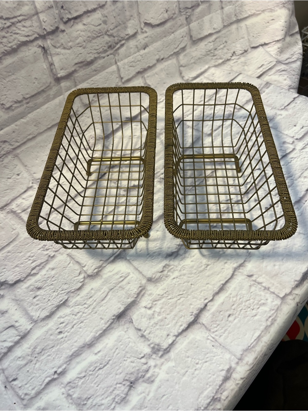 Gold Wire Storage Baskets - Set of 2